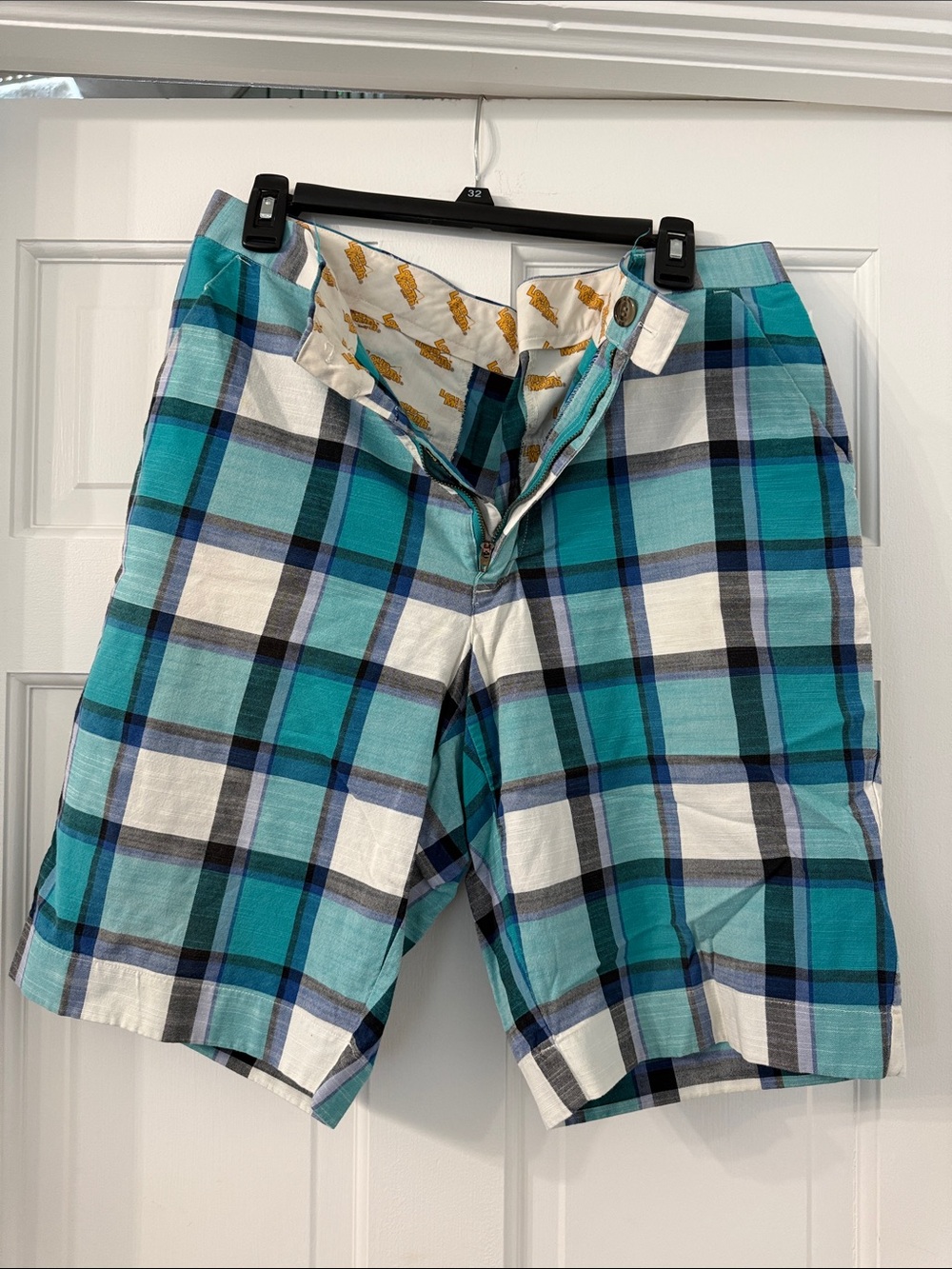 Loudmouth Turquoise Blue Plaid Golf Shorts